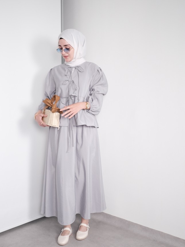 Fiyonk Detaylı Yazlık Takım – Açık Gri