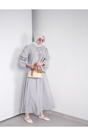 Fiyonk Detaylı Yazlık Takım – Açık Gri