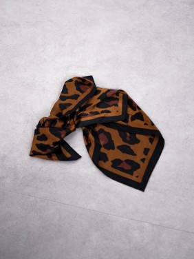 Kahverengi Leopar Saten Fular