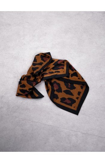 Kahverengi Leopar Saten Fular
