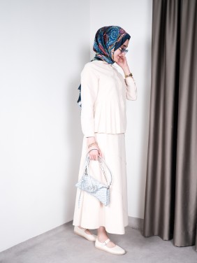 Pileli Yazlık Takım – Krem