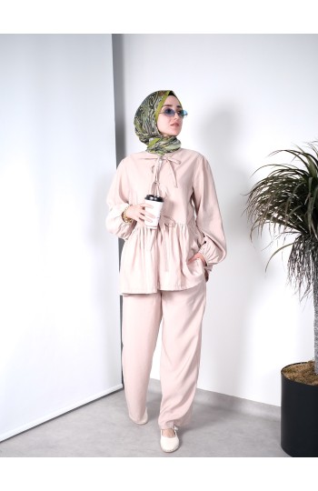 Kurdaleli Pantolon Takım – Bej