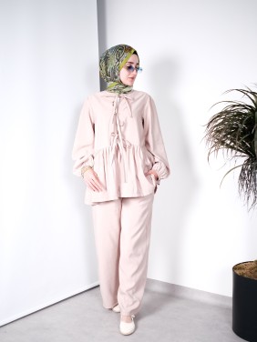 Kurdaleli Pantolon Takım – Bej