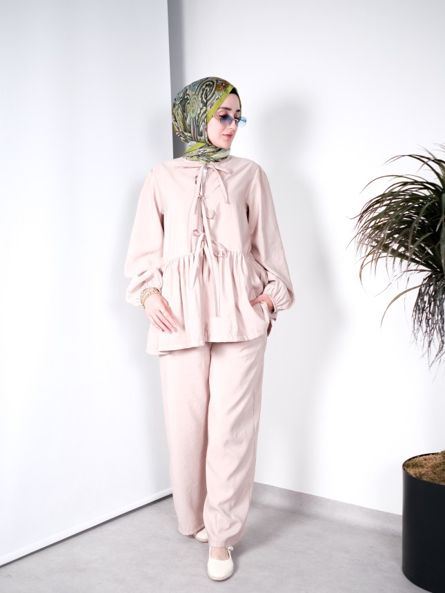 Kurdaleli Pantolon Takım – Bej