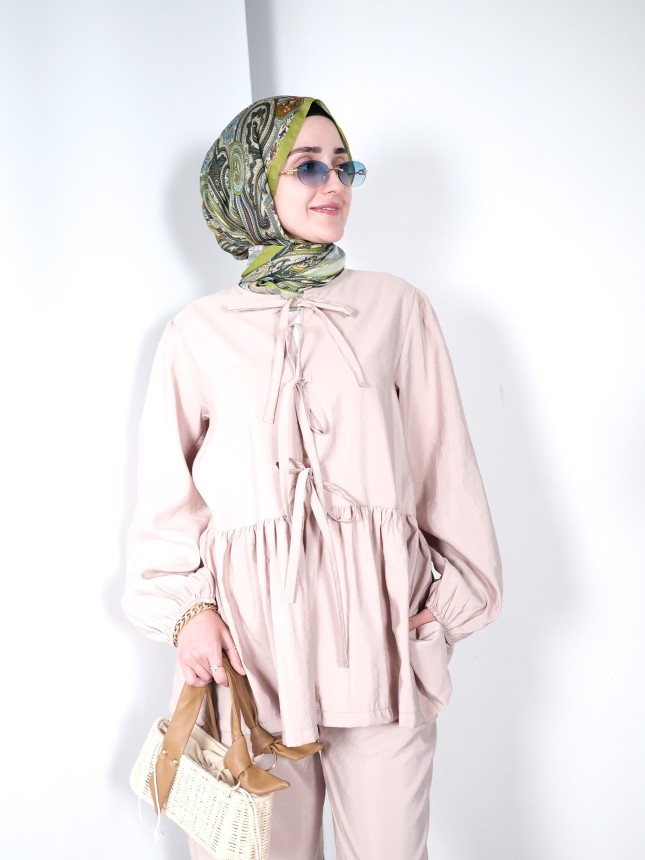 Kurdaleli Pantolon Takım – Bej