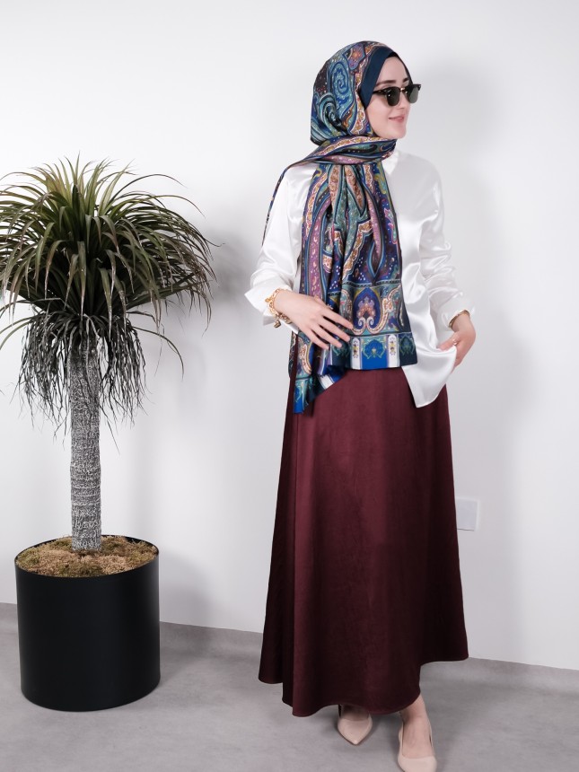 İnci Beyazı Saten Gömlek